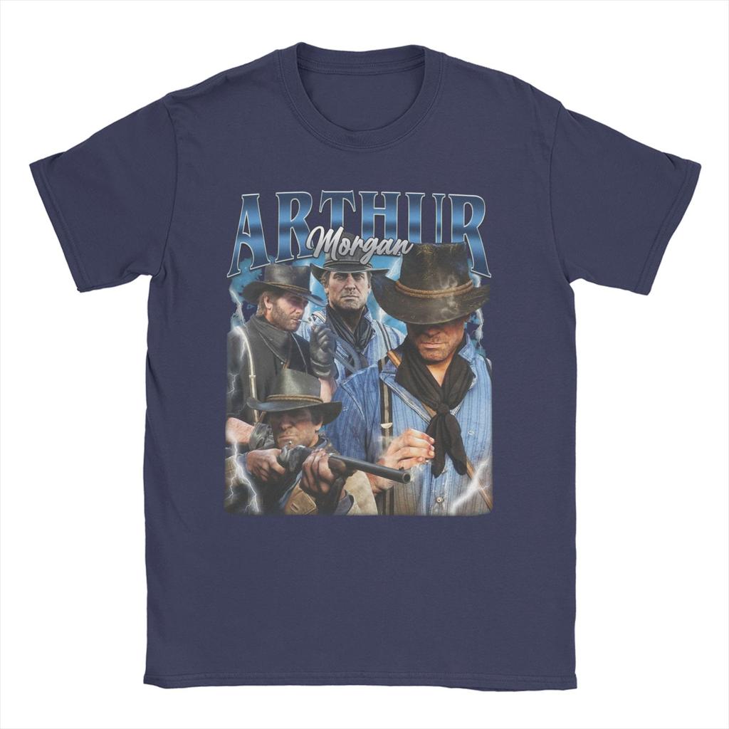 Men's T-Shirt Red Dead Redemptions 2  Vintage Pure Cotton Tee Shirt Short Sleeve Video Game  T Shirt Crewneck Tops Summer