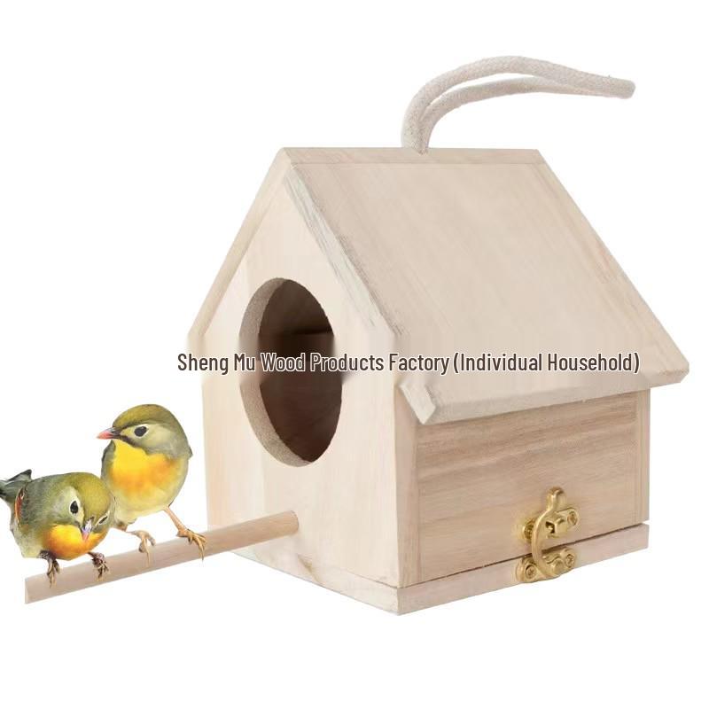 Outdoor Wooden Bird Breeding Box Nest - Real Wood Garden Shelter for Birds