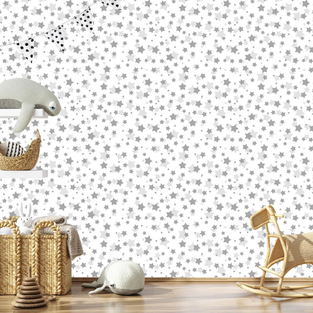 Stars wallpaper in shades of gray for living room and bedroom 50x1000