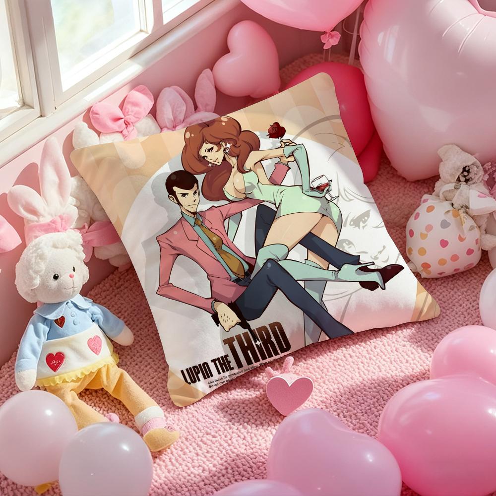 anime Lupin the Third Cushion Cover Pattern Printed Pillowcase for Living Room Sofa Cushion Cover & Bedroom Decor