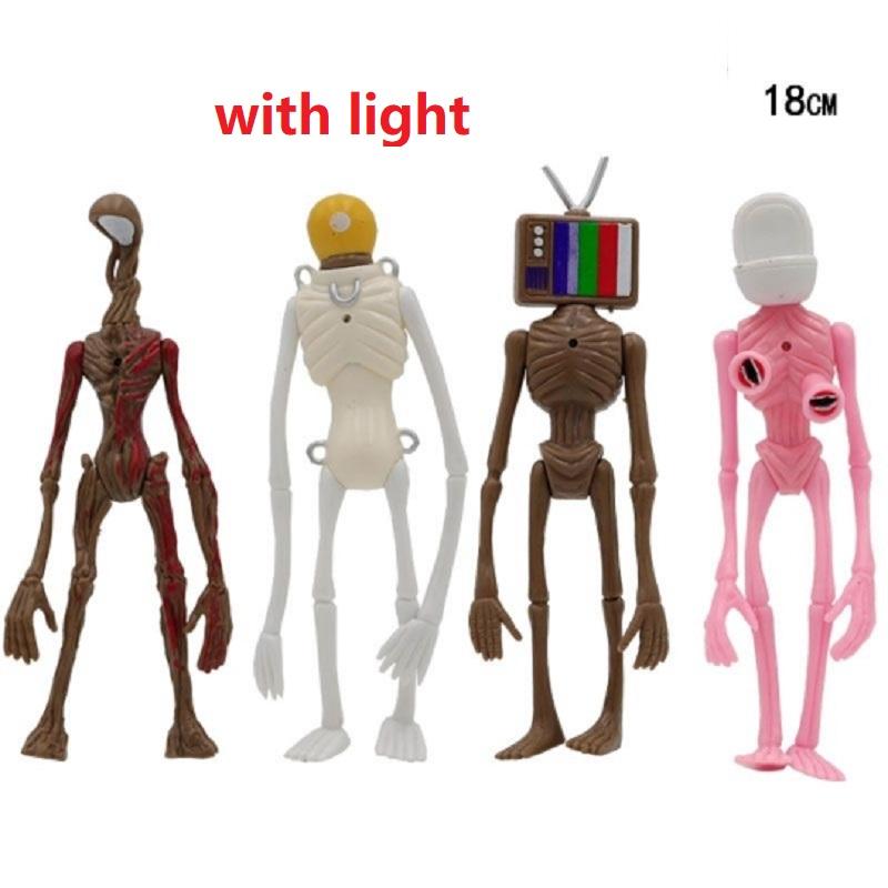 4pcs/set Siren Head Action Figure Toy 20cm Sirenhead Figure Horror Model Doll with Light Movable Joints Foundation Toys