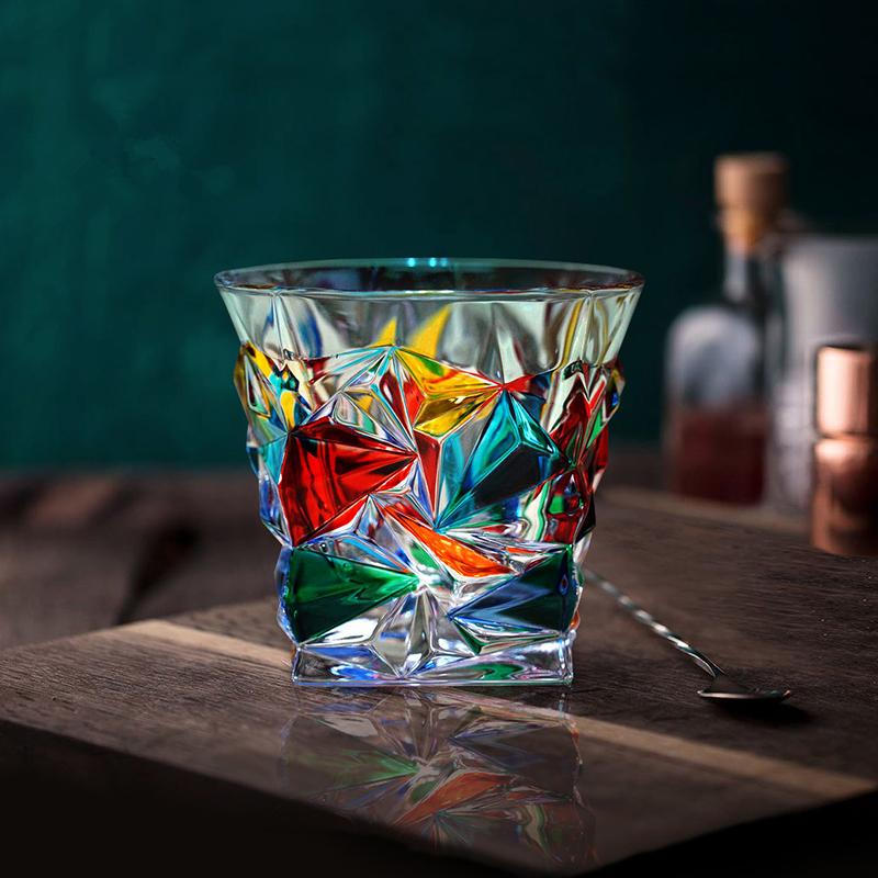 Italy Zecchin Design Colorful Crystal Old Fashioned Whiskey Glass Gothic Whisky Rock Glasses Wine Tumbler Dazzle Color Water Cup