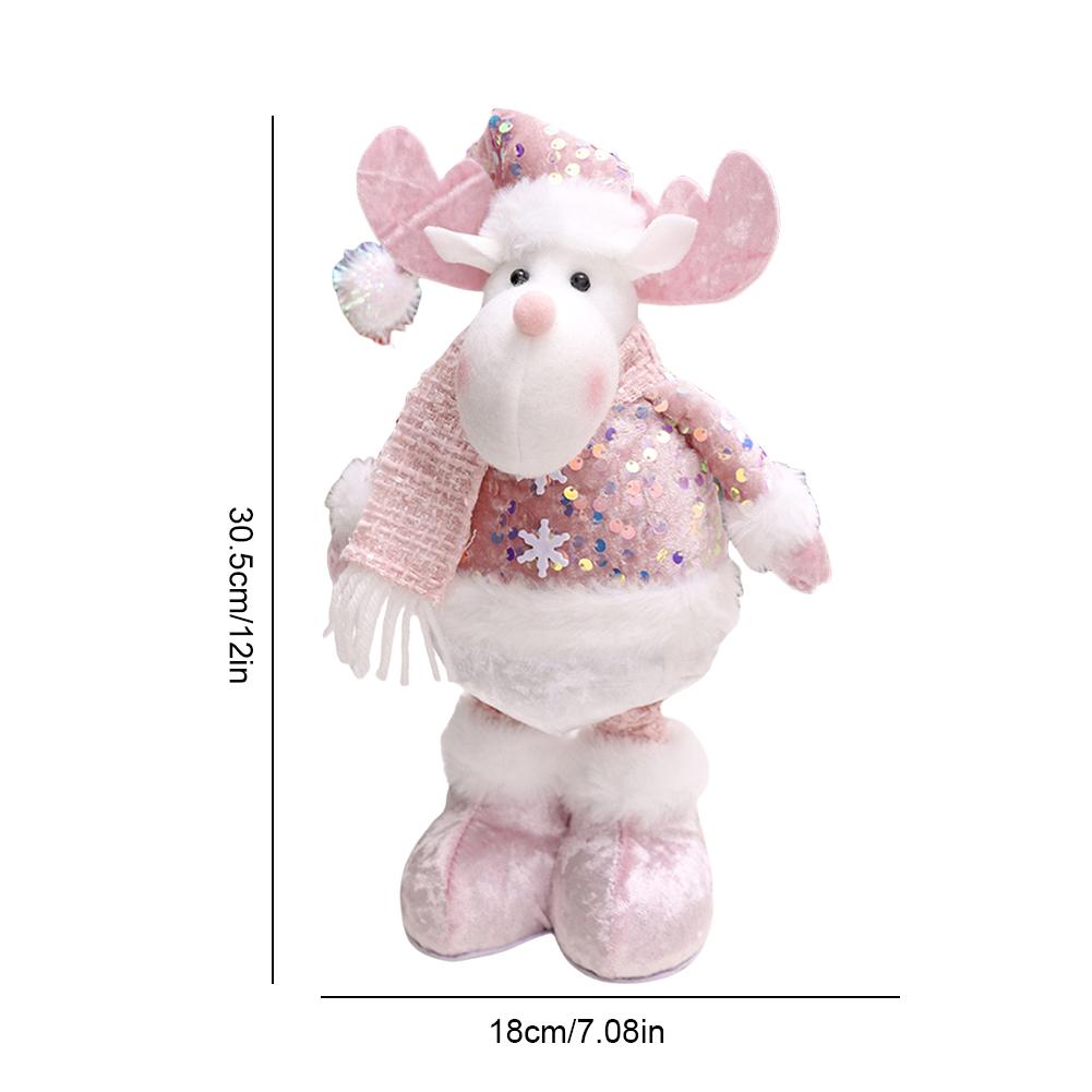Christmas Charming Pink Height-Adjustable Snowman Santa Claus and Reindeer Christmas Decorative Items Holiday Home And Office De