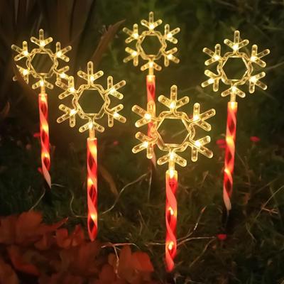 Solar-Wegeleuchten 5 Stück/Set Bodenmontiert Weihnachts-Schneeflocken-Solarleuchten LED-Erdspießlampe Für Gehweg Garten Festival