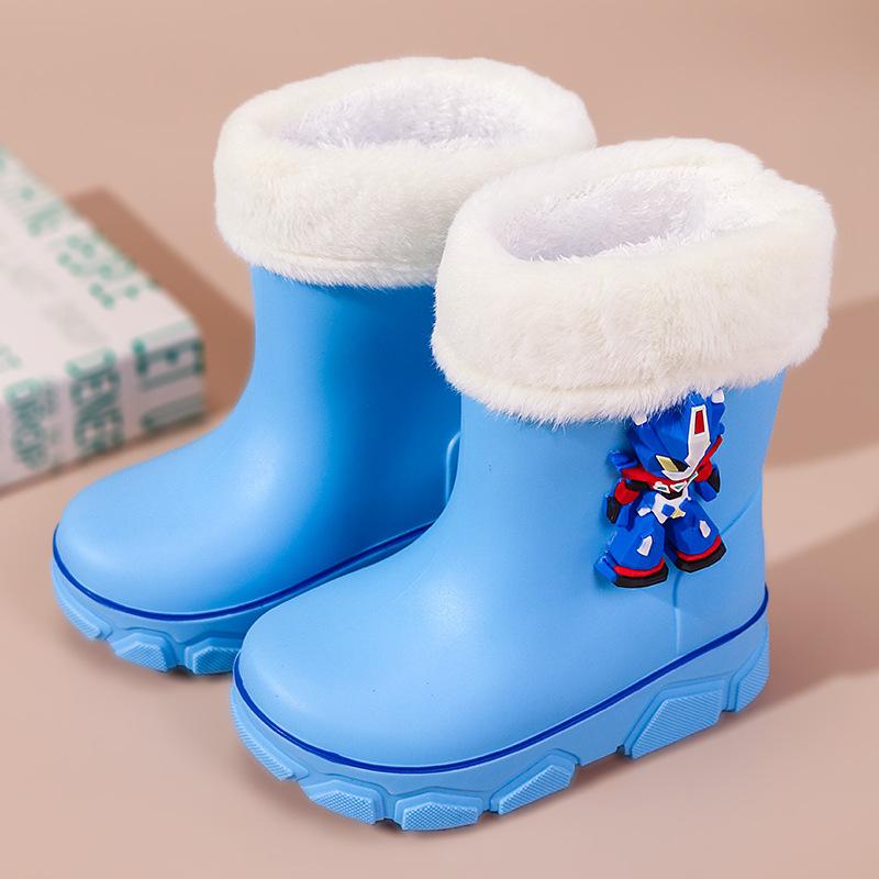 2025 pantofi de ploaie pentru copii, desene animate, rezistenți la uzură, călduroși din catifea și antiderapanți, pantofi de apă pentru școală, cizme de ploaie pentru copii mijlocii și mari