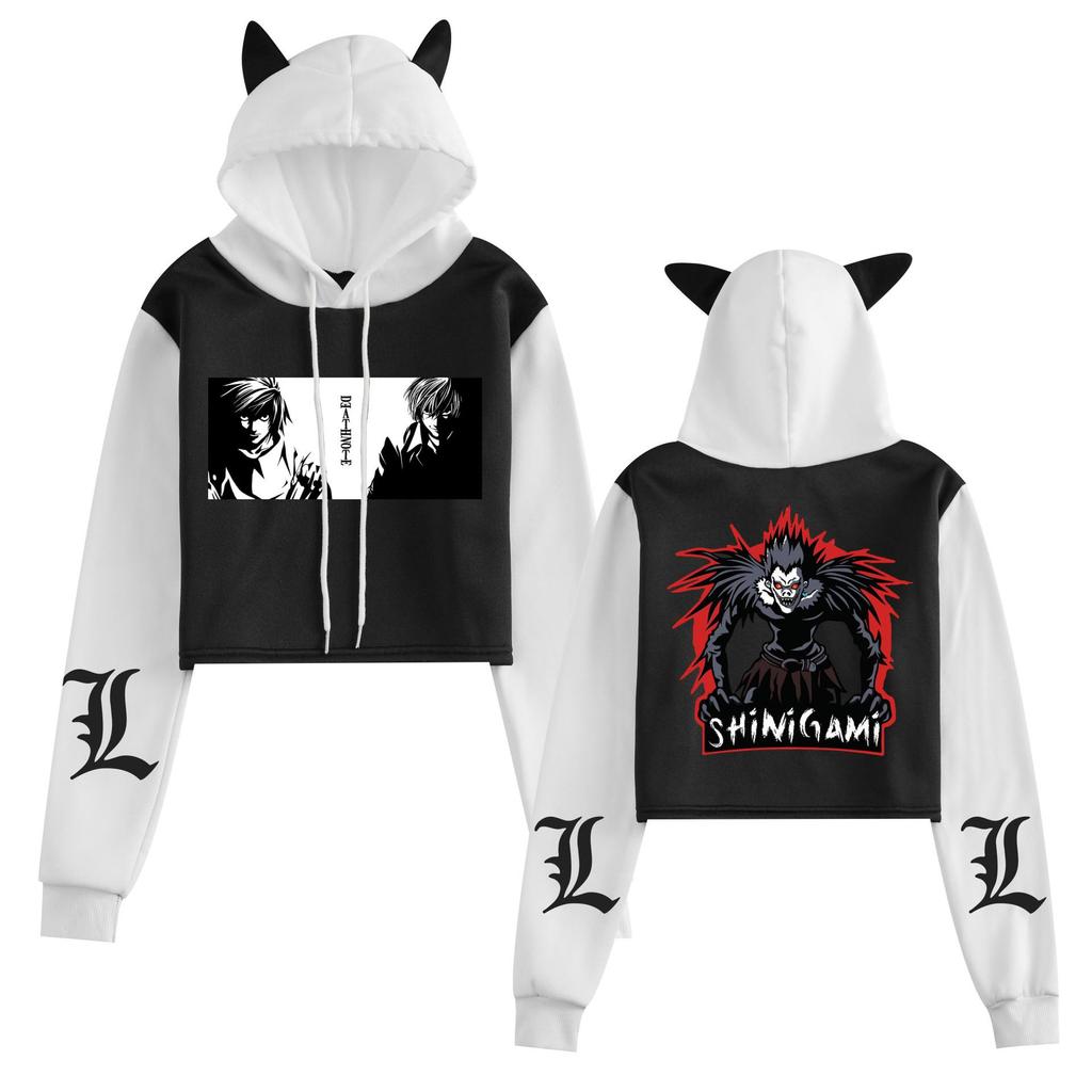 Cross-Border Death Note Anime Women's Cat Ear Color Block Hoodie - Autumn/Winter Collection