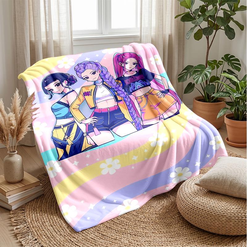 Coperta Morbida Calda Leggera in Flanella Stampata Kpop Demon Hunters Coperta per Tutte le Stagioni per Divano Letto Campeggio Decorazione Casa Regalo di Festa