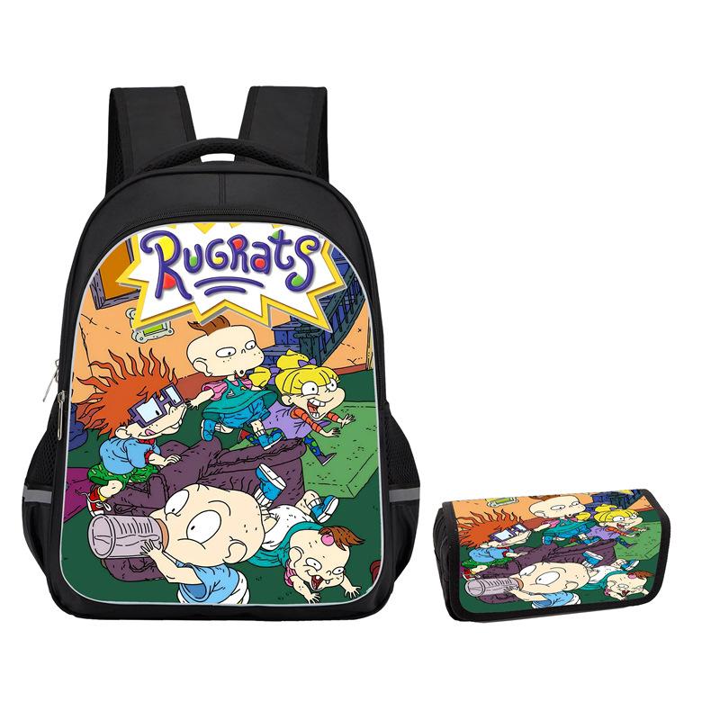 Rugrats High Definition Printing Oxford Leisure Spine Care Burden Reduction Storage Box Pencil Case Large Capacity Schoolbag