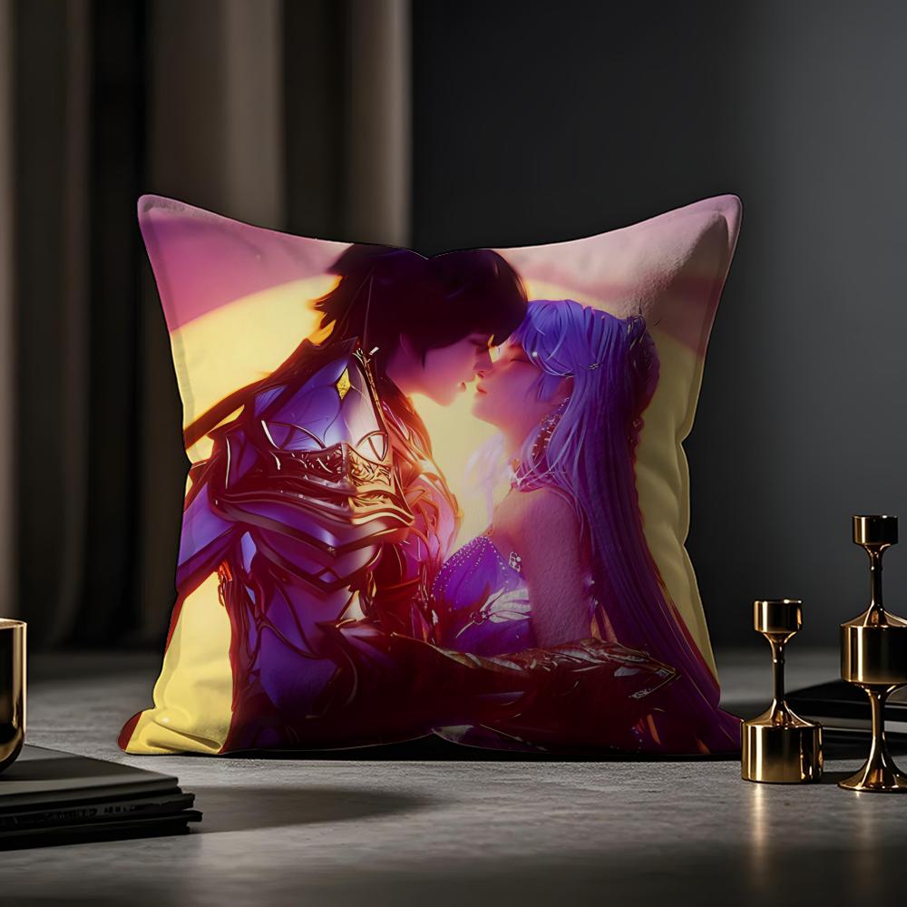 Divine Seal Throne Cushion Cover Anti-dustmite Pillowcase Invisible Zipper Silky Short Plush Sofa Cushion Cover