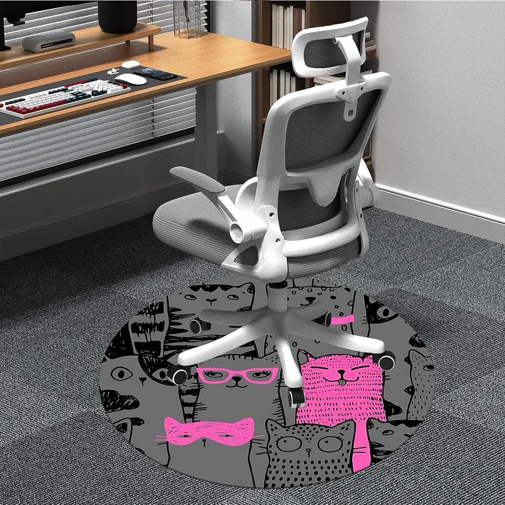 

1pc Cat Pattern Office Round Area Rug, Under Office Chairs Bedroom Living Room Home Decor, Room Deco, Available in Various Sizes a1014275 80cm by 80cm