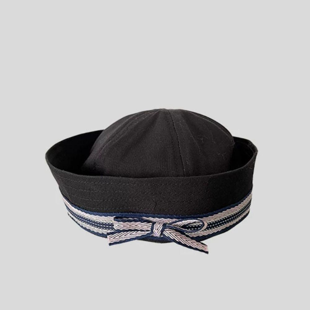 Japanese Women's Navy Hat Flip Brim Y2k Berets Fashion Bow Sailor Caps  Streetwear