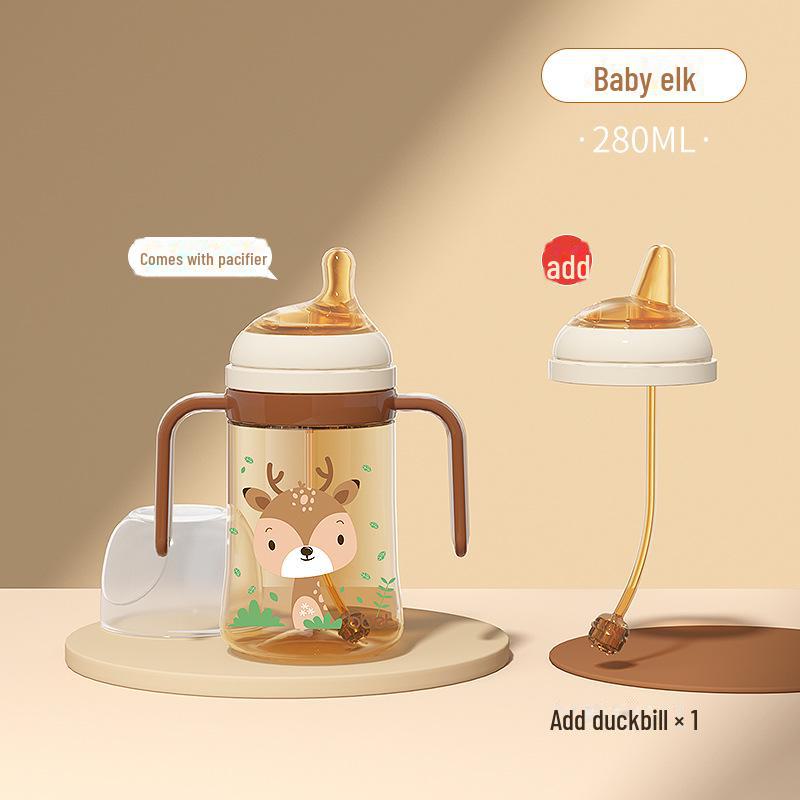 Бутылочка-соломинка Baby Elephant из PPSU с ручкой для детей от 1 года и старше - дизайн Anti-Colic