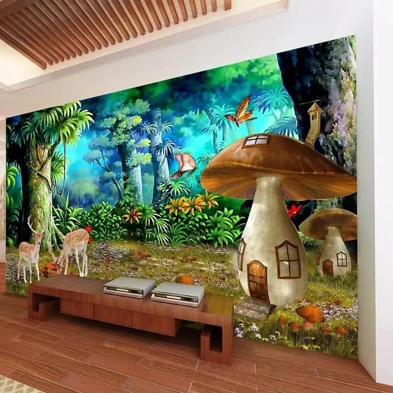 3D Fototapet Skogsopp Barnerom Bakgrunnsveggmalerier Hjemmeinnredning Tapet