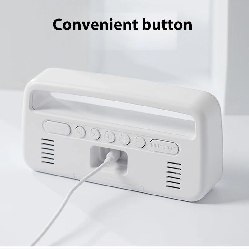 Creative Digital Alarm Clock with Handle Shaped Mood Light LED Table Clock Large Screen Desktop Clock Dual Alarm Week Date DST