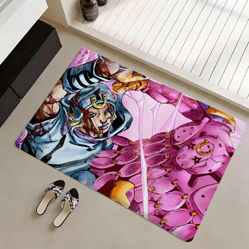 Anime A-J-J-JoJo B-Bizarre A-Adventure Floor Mat Eco Flannel Doormat Non-Slip Odorless Indoor Soft Short Plush Floor Rug