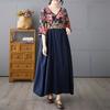 Dimanaf 2025 Talla Grande Verano Mujeres Vestido Básico Estampado Floral Vintage Casual Suelto Empalmado Vestido Largo