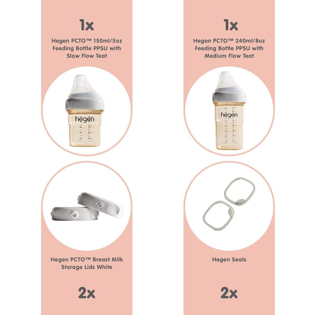 Hegen Basic Starter Kit PPSU Hegen Babybehälter Basis-Set Geschenkset PCTO™ Flasche/Milchflasche/Aufbewahrung