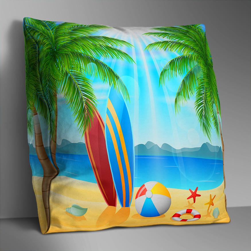 

Summer Double-Sided Polyester Pillow Cover Bedroom Living Room Sofa Dormitory Waist Pillow Cover Bed Car Nap Pillow Cover 45Cm without pillow core