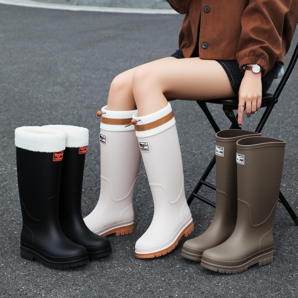 High anti-skid rain boots women's PVC rubber shoes adult four-season outer wear rain shoes rain boots thick sole wear-resistant