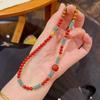 Chinese Style Jade & Red Agate Bracelet with Rice Beads for Women