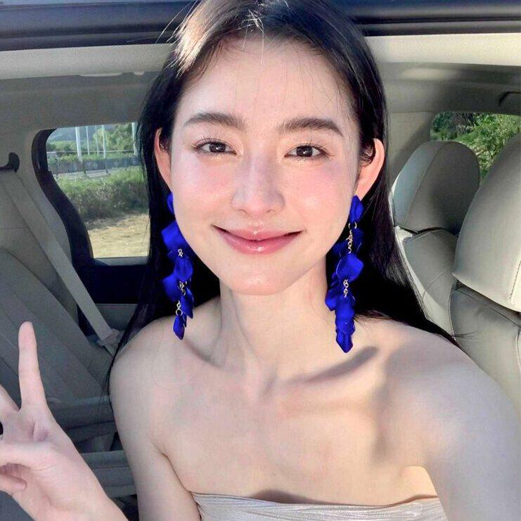 Übertriebene lange Stahlohrringe mit Rosenblüten: Schickes, gesichtsschlankes Design mit europäischem und amerikanischem Flair