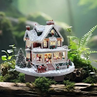 Christmas Fairy House  Acrylic Yard Signs, Christmas Mini House Creative Decoration Plugs, Outdoor Courtyard Ornaments
