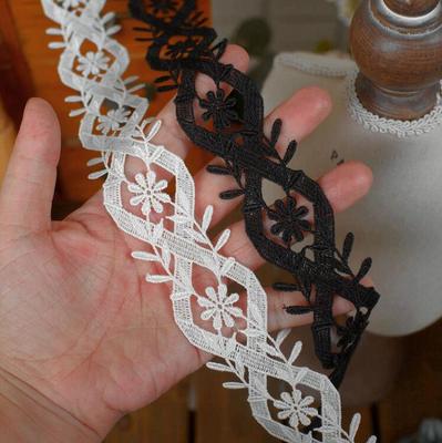 2 Yards Unique Design 2023 New Polyester Embroidered Flower Lace Trim Wedding DIY Lace Ribbon Love Handmade Sewing Crafts 3.7cm