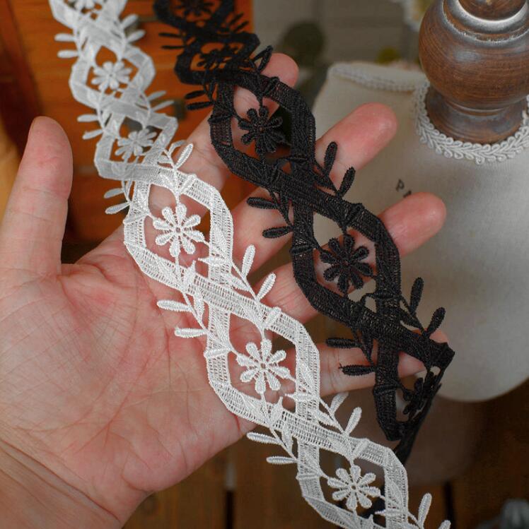 2 Yards Unique Design 2023 New Polyester Embroidered Flower Lace Trim Wedding DIY Lace Ribbon Love Handmade Sewing Crafts 3.7cm