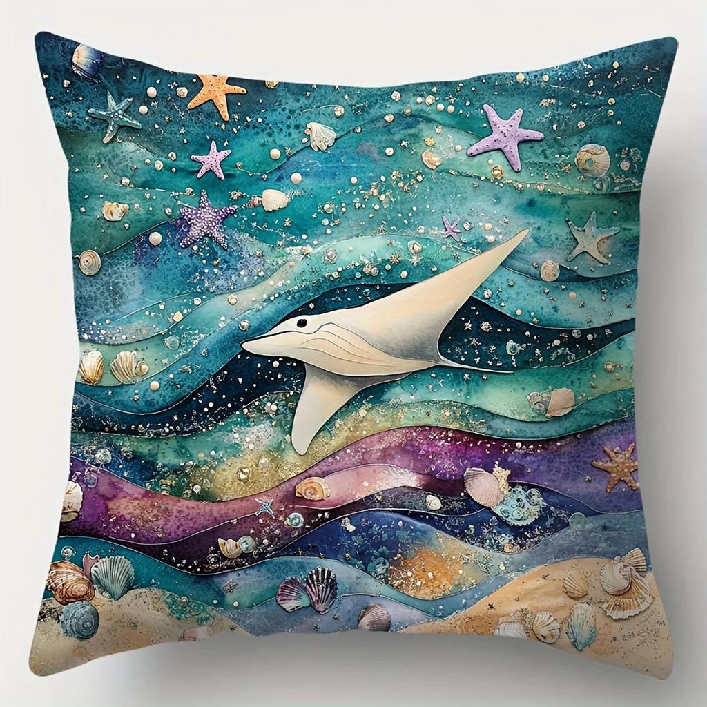 Fantasy Underwater World Decorative Pillowcase, Ultra-soft Polyester Material Living Room Sofa Back Car Pillowcase Decoration