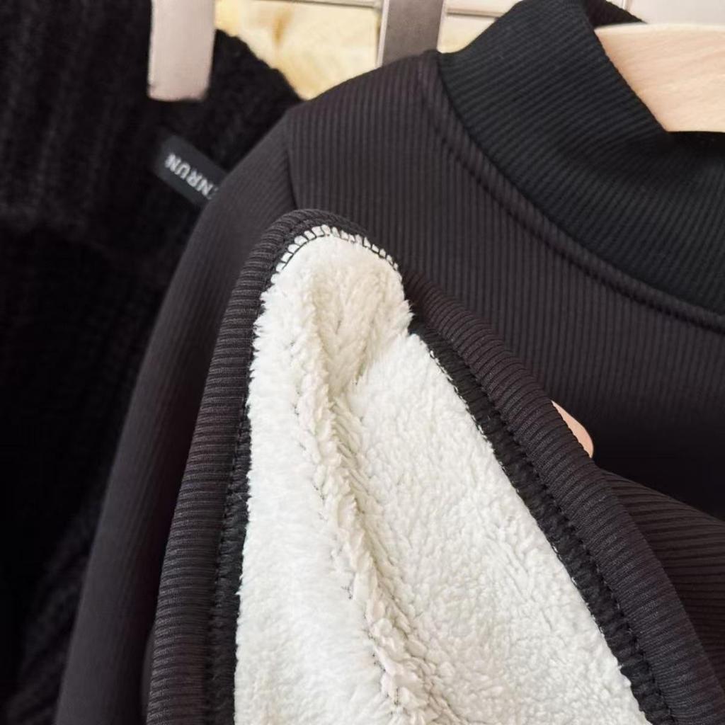 2024 Kids' Winter Thick Half-High Neck Velvet Base Layer T-Shirt - Korean Style