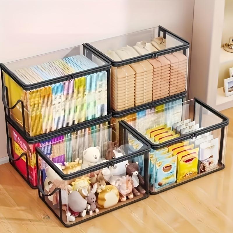 Transparente Faltbare Buchaufbewahrungsbox, Kunststoff-Organizer mit großem Fassungsvermögen, Aufbewahrungsbehälter für Zuhause für alte Bücher und Kleidung, Platzsparend