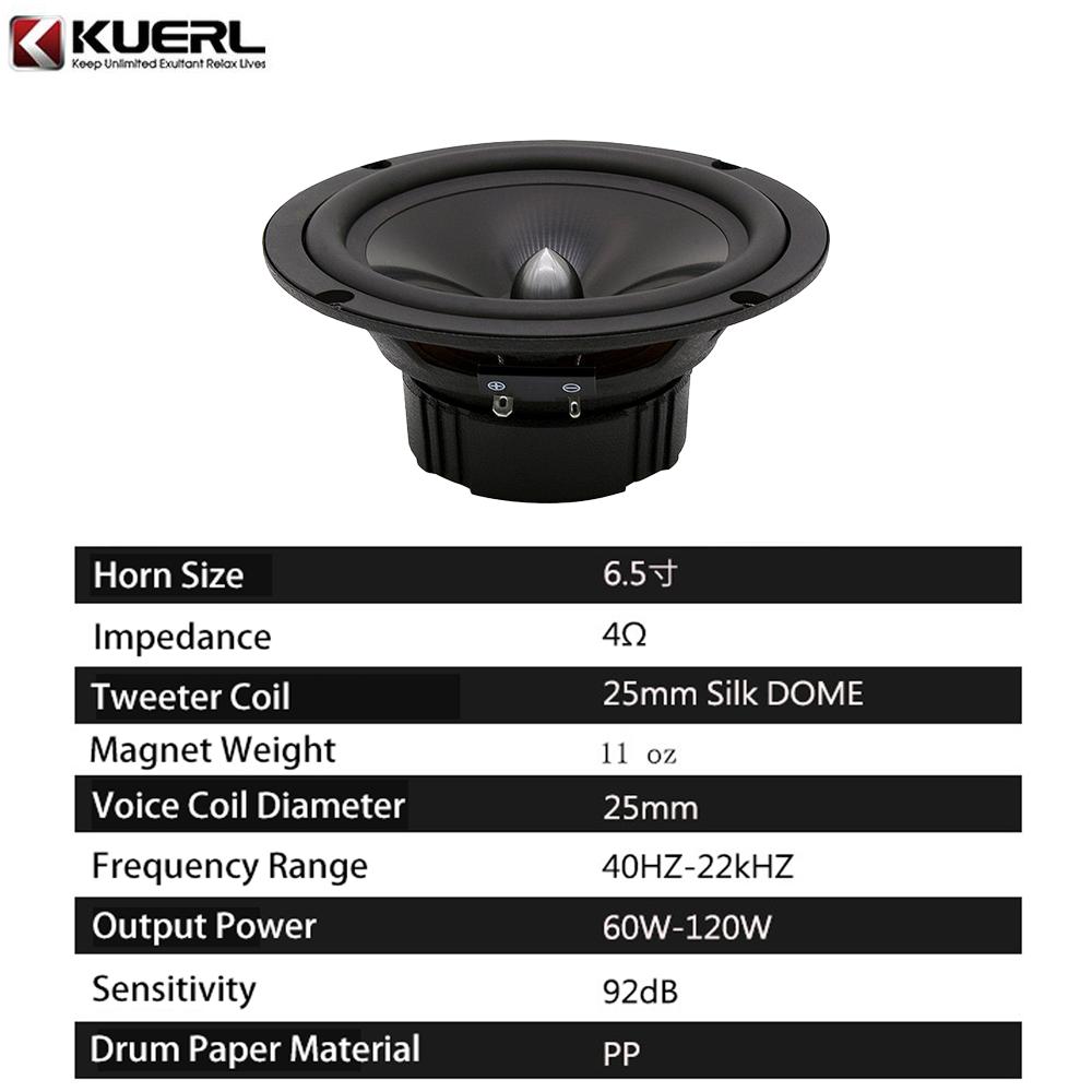 6.5 Inch Car Speakers Set High Quality Front Door System 2-Way Subwoofer Set Tweeter Mid-Bass Integrated Car Audio Modification