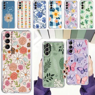 Phone Case For Samsung Galaxy S26 S25 S24 S23 S22 Ultra S20 S21 FE 5G Plus Soft Clear Cover Stylish Flower Patterned Design