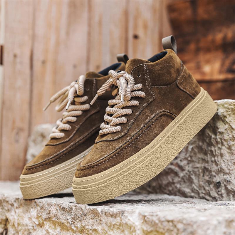 Genuine Leather Men Shoes New Design Versatile Casual Shoes Lightweight Walking Sneakers Breathable Ankle Boots Outdoor Sneakers