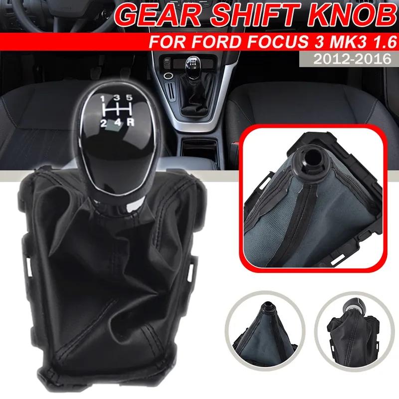 Gear Shift Knob Lever Shifter Gaiter Boot Handbrake Parking Boot Cover Case For Ford Focus 3 MK3 1.6 2012 2013 2014 2015 2016