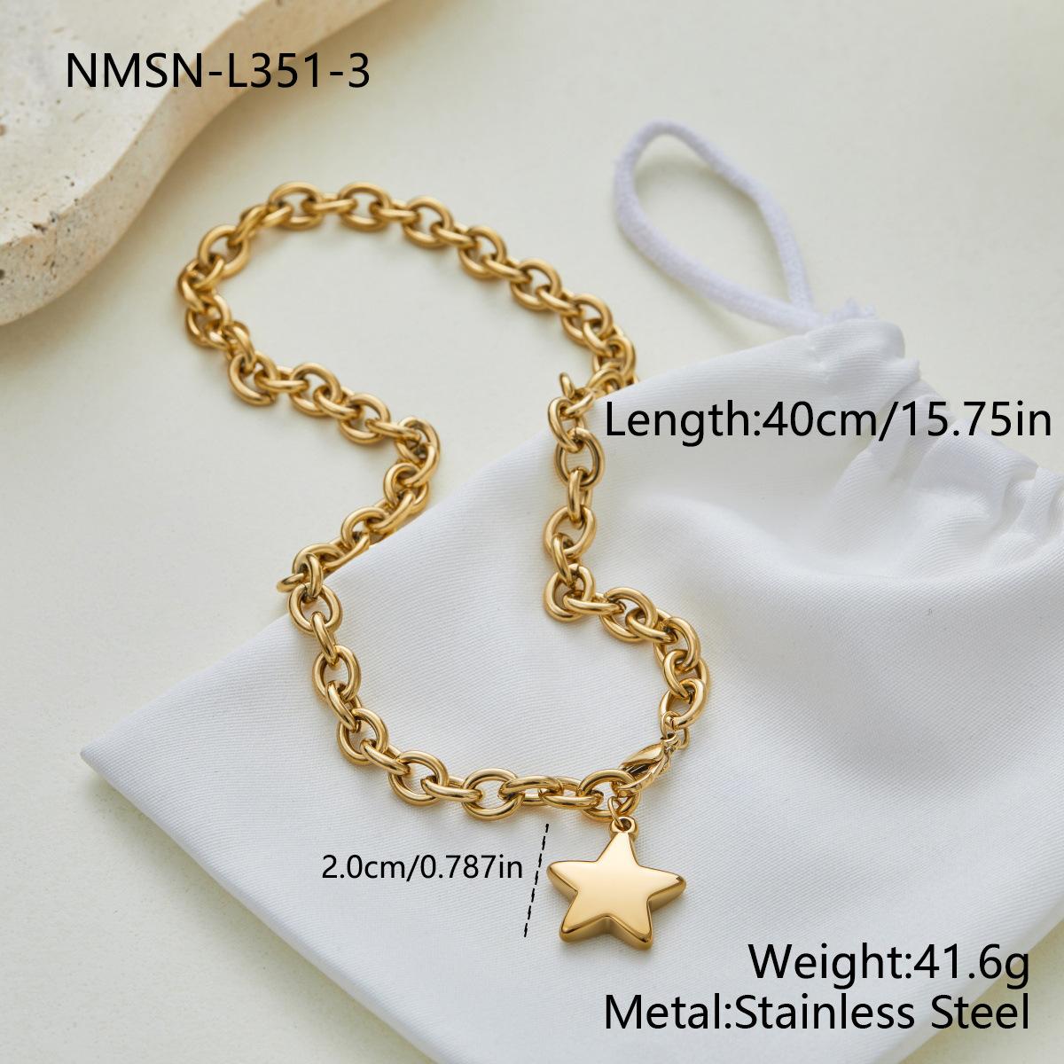 GEMCHIC Women s Stainless Steel Stars Cuban Chain Necklace Silver Gold Contrast Fashion Jewelry