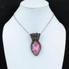 Pendentif de bijoux en fil de cuivre fait à la main en pierre précieuse Kunzite rose pour femmes