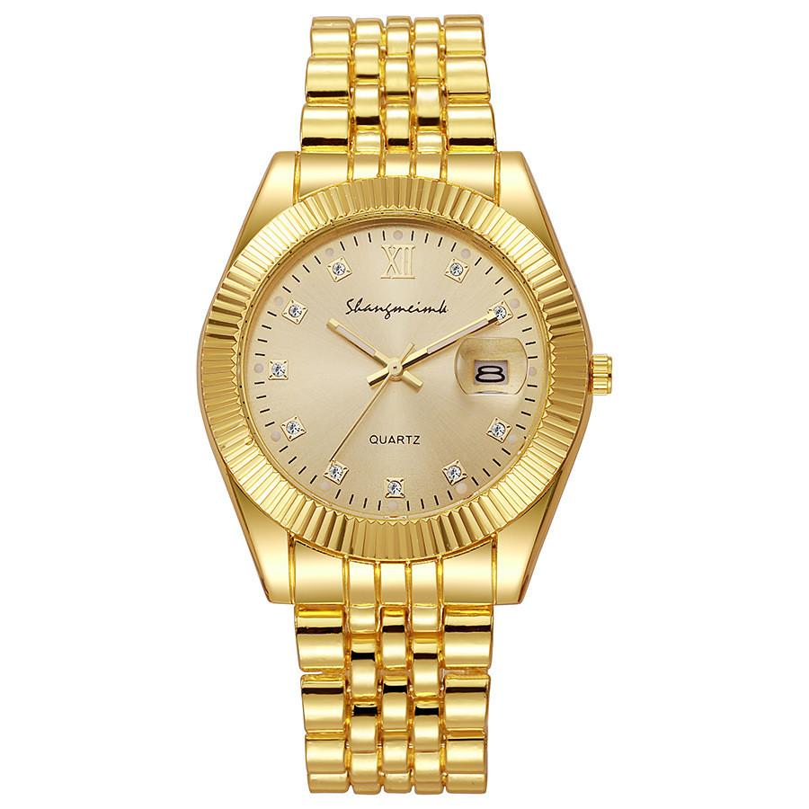 Couples Gold Business Quartz Watch With Night Light Calendar For Romantic Gift Set