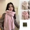 Korean Style Wool Tassel Scarf Windproof Women Plaid Shawl Fashion Winter Cashmere Scarf Female