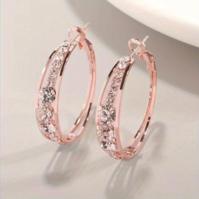 Unisex Rhinestone Large Circle Hoop Earrings with Sparkling Embellishments