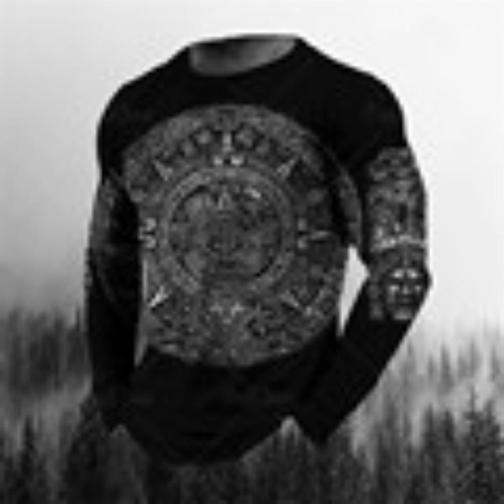 O-Neck Long Sleeve Plus Size T-shirt Men's Clothing Retro Men's Long Sleeve T-shirt 3D Printing Skull Long T-shirt Men's Street