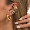 European and American Cold Wind C-shaped Beaded Ear Bone Clip Without Ear Piercing Earrings Ins Simple Croissant Geometric Ear Clip