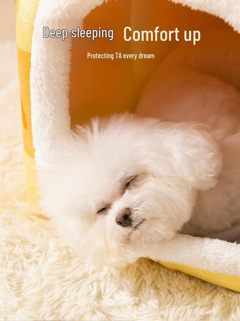 Removable & Washable Pet Villa: Cozy Enclosed Bed for Cats & Dogs, Warm All-Season Comfort