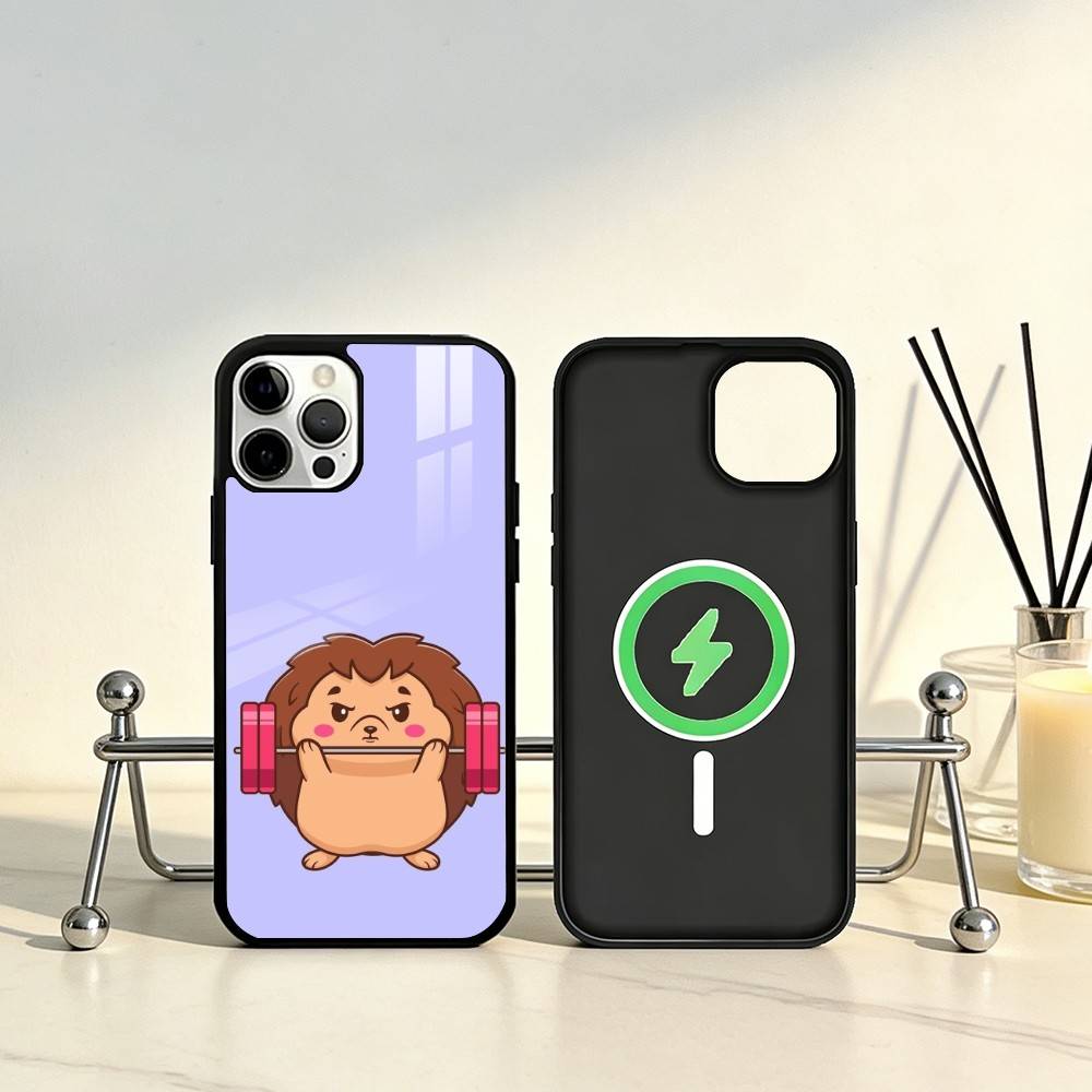 

Cute cartoon animal lifting iron Phone Case For iPhone17,16,15,14,13,12,11 Plus,Pro Max Magnetic For Magsafe Wireless Charging iPhone13PROMAX