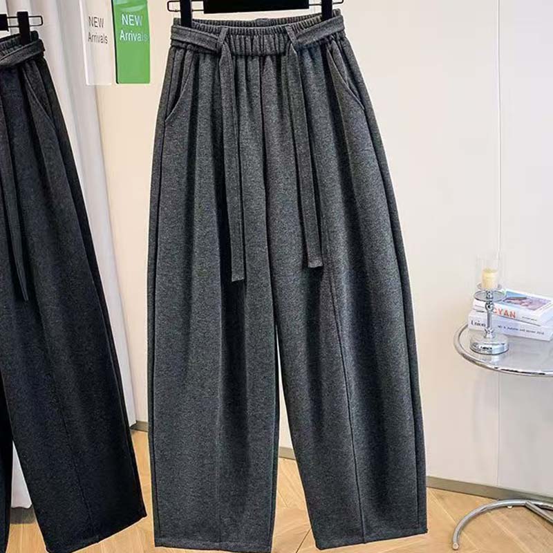 Pants for Women Elastic High Waist Long Trousers Plus Thickened Stretchy Solid Colour Versatile Casual Pants