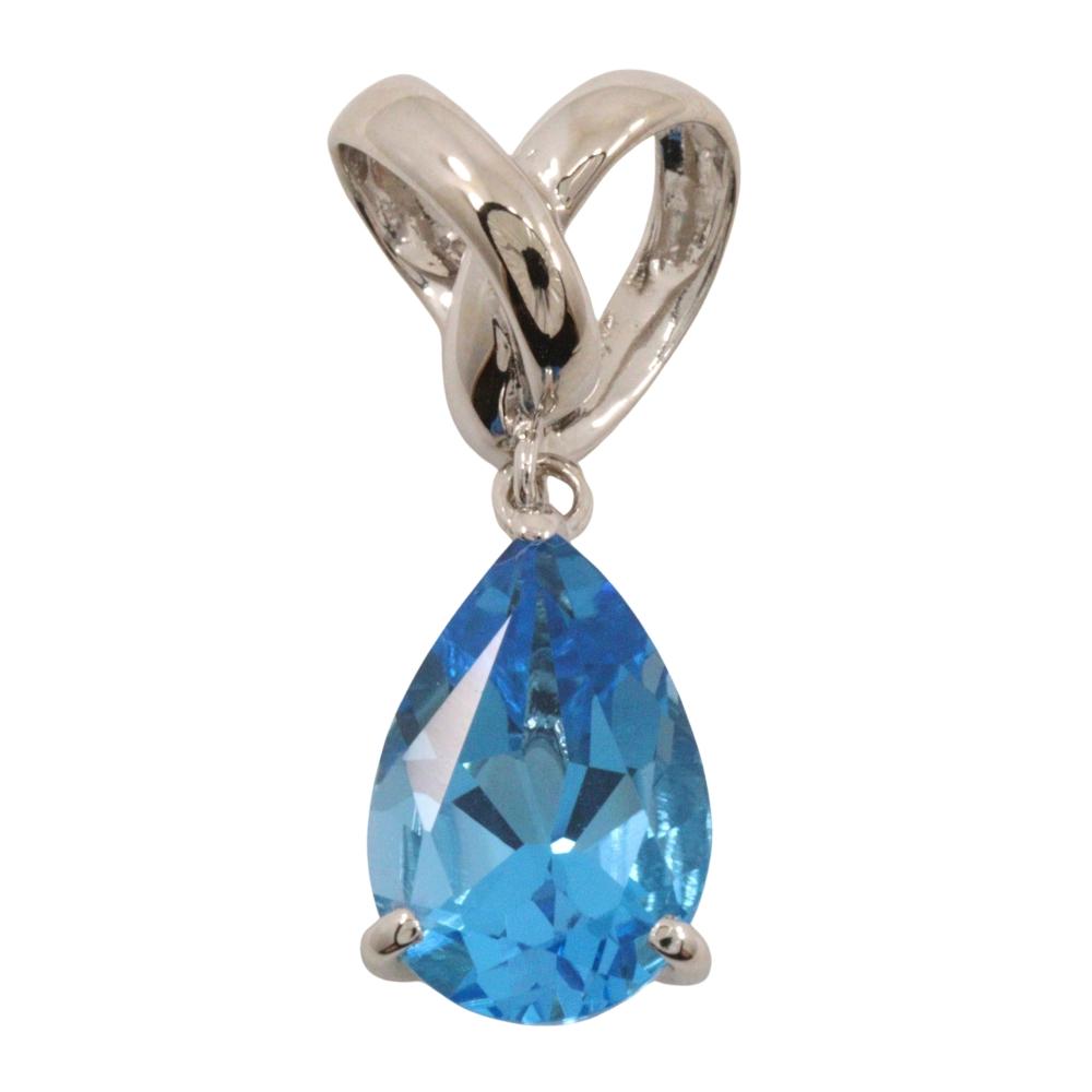 teardrop Pendant top 14 white gold/Topaz 2.2g Women Used
