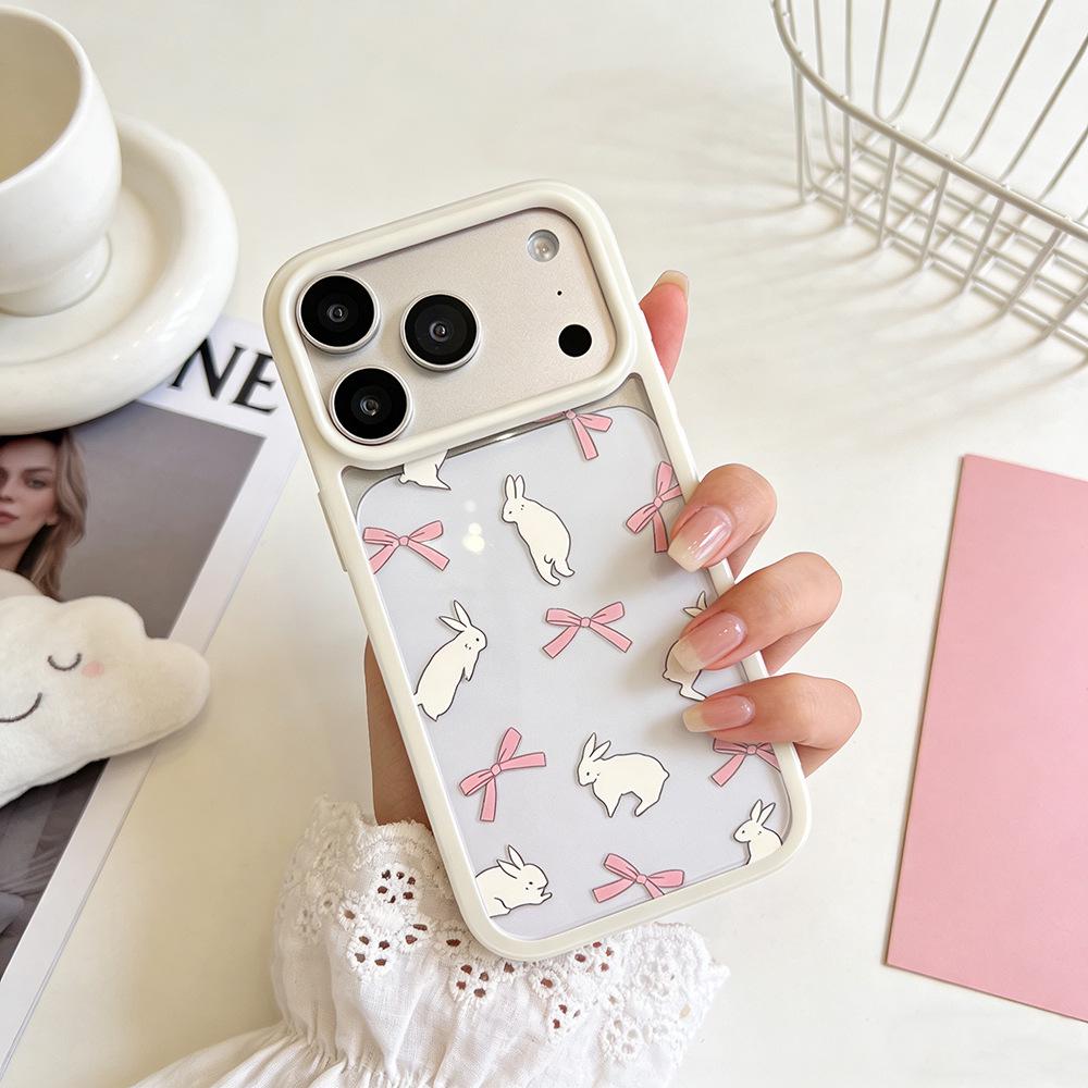 Korean Bowknot Rabbit Spring iPhone 15/17Promax Case with Full Coverage Drop Protection