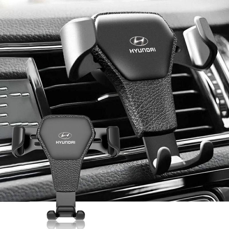 Gravity Car Badge Phone Holder Bracket Air Clip Mount Stand Accessories For Hyundai Tucson Solaris I30 Creta IX35 I40 IX20 Veloster