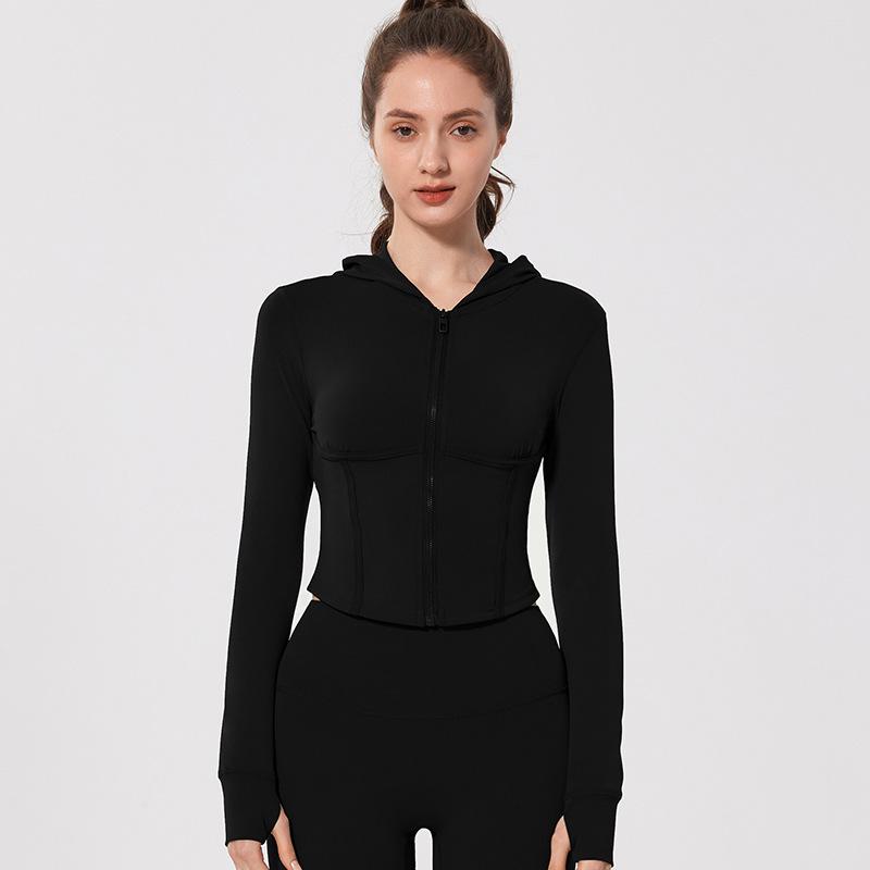 Antibacterial Bare Feel Sports Jacket - Long Sleeve, Zippered, Tight Fit for Yoga & Running, Spring/Autumn