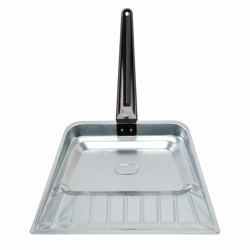 Azuma Tin Dustpan, 29cm Wide, Silver/Black, Traditional Tin Dustpan BA608